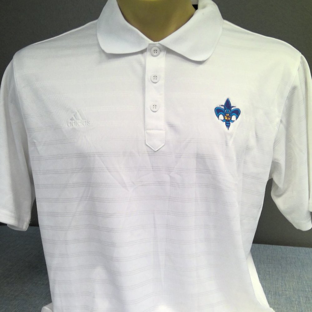 Adidas New Orleans Hornets NBA Basketball Golf Polo Shirt Men's XL NWT